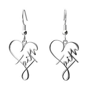 Cross Heart Faith Stainless Steel Dangle Earrings